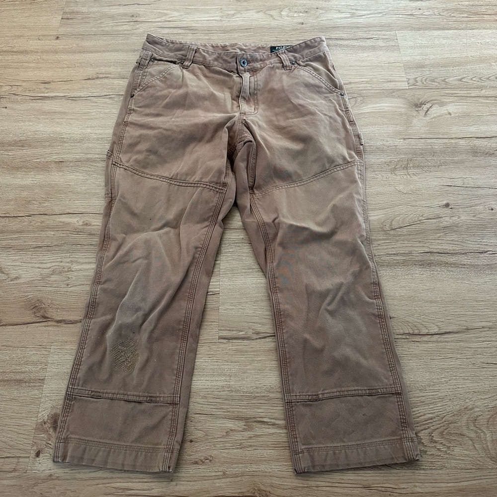 Filson Womens Carpenter Pants Workwear Utility Distressed Size 10 Brown